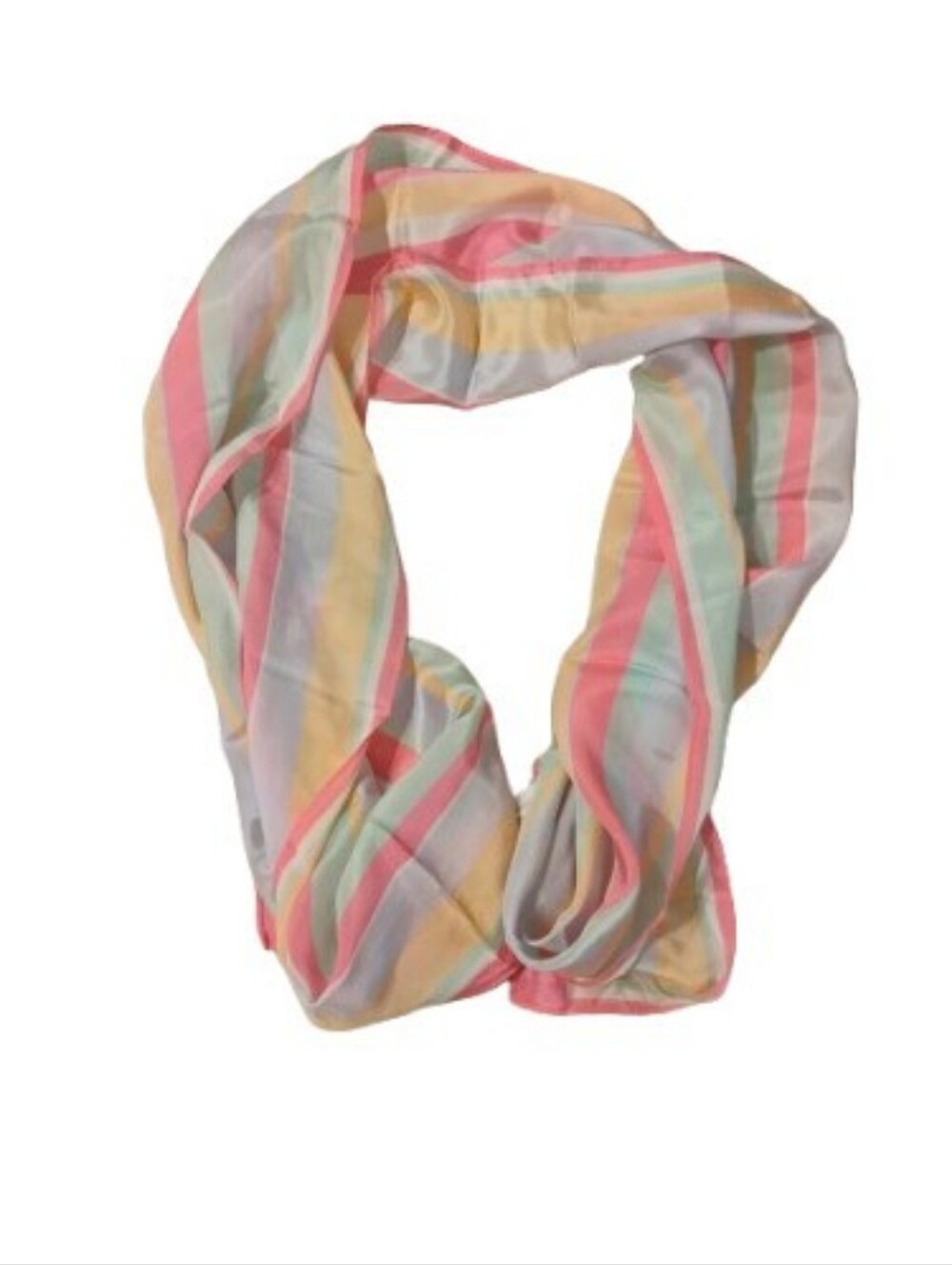 Vintage 1970s 1980s Striped Pastel Silk Scarf by Echo OS